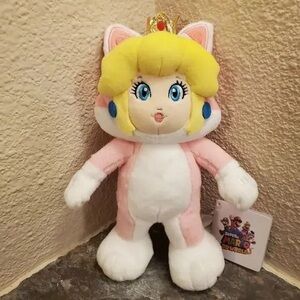 Nintendo Super Mario Princess Cat Plush - Pink, White, Yellow